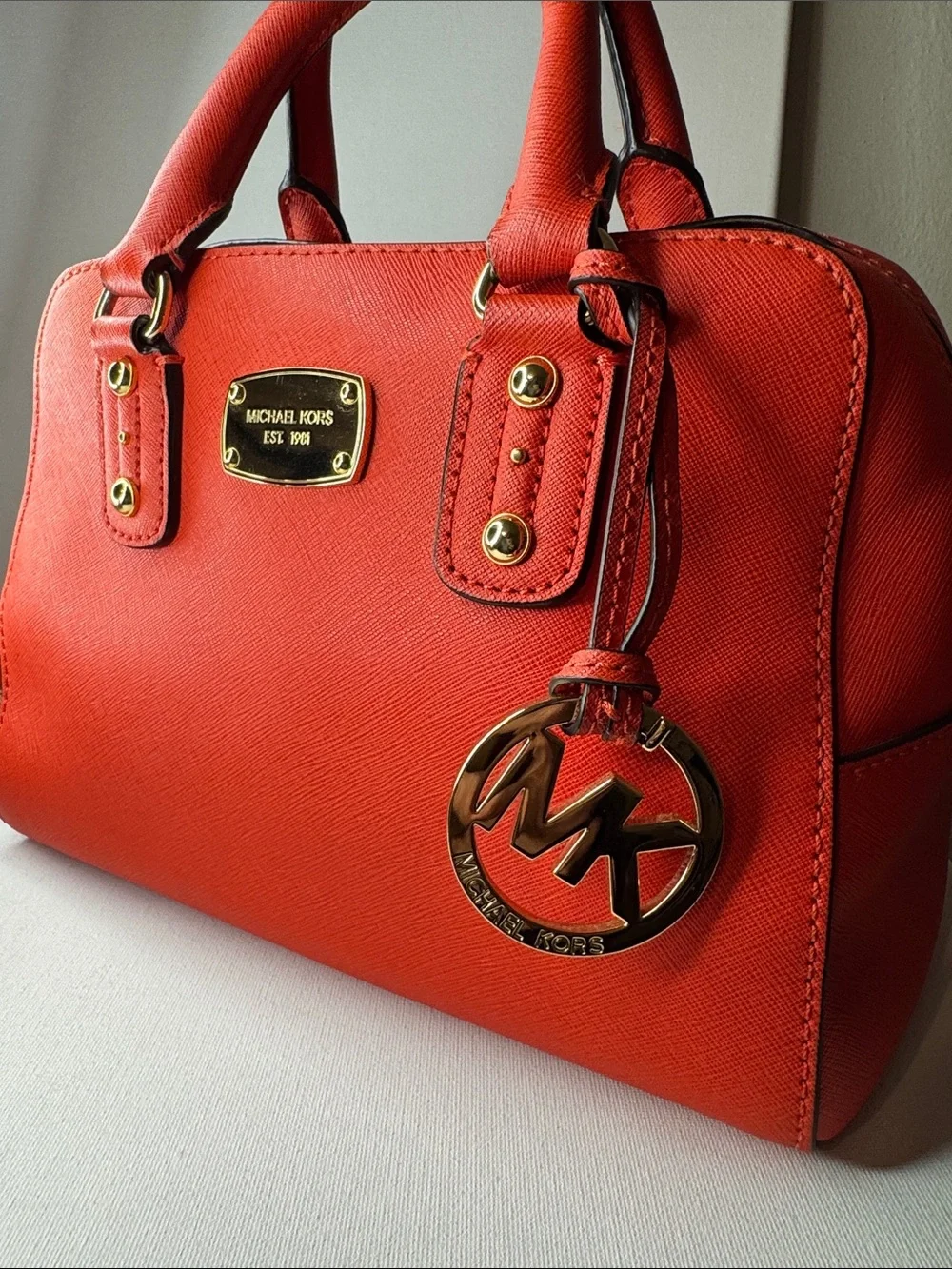 Michael Kors Mandarin Orange Saffiano Leather Small Satchel Crossbody